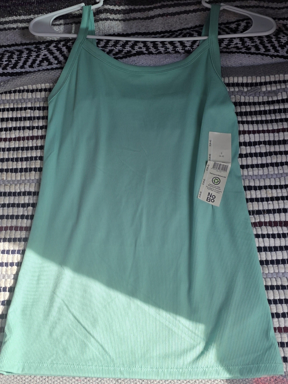 No Boundaries Seafoam Ribbed Tank Top with Slim Straps